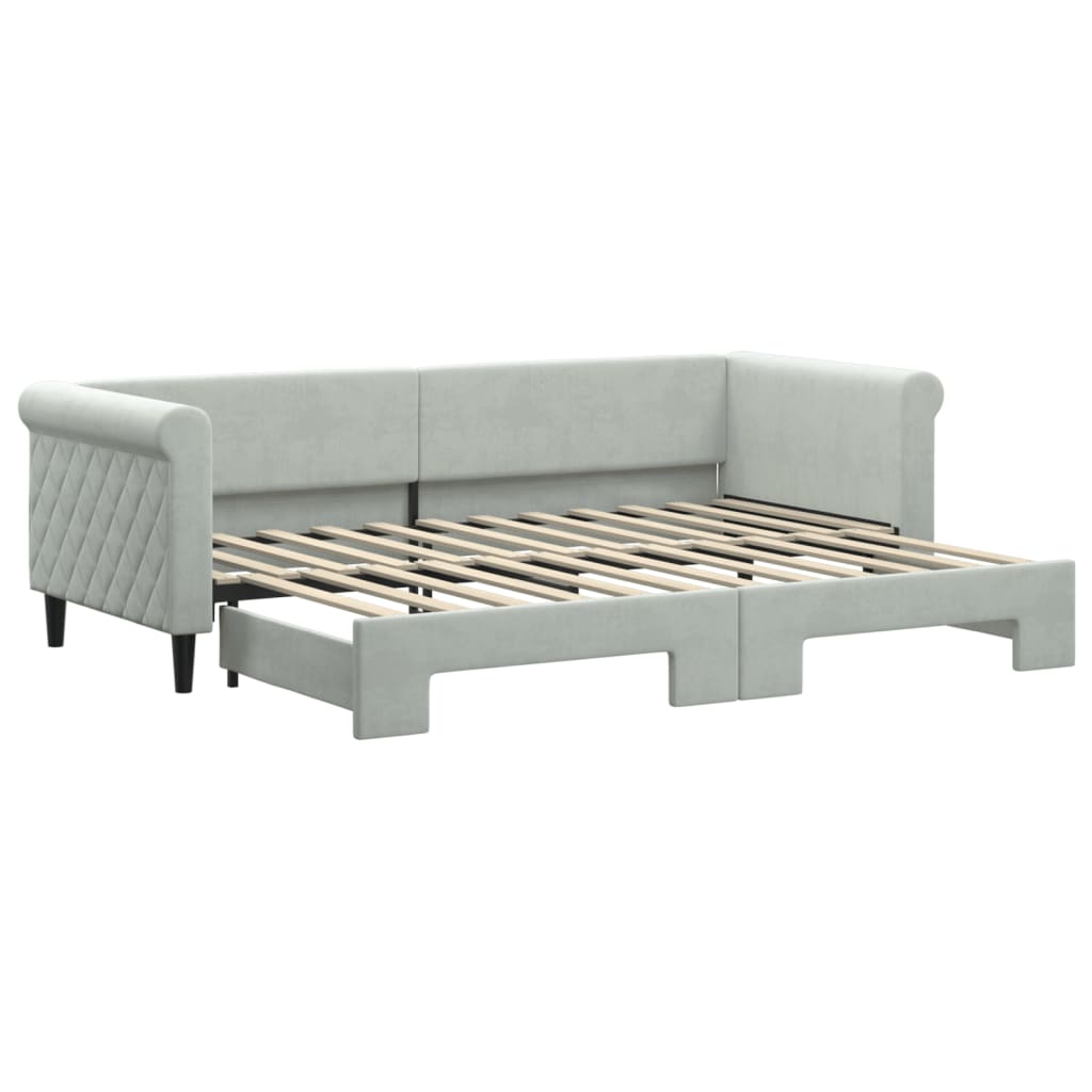 vidaXL Sofa rozsuwana, jasnoszara, 80x200 cm, aksamit