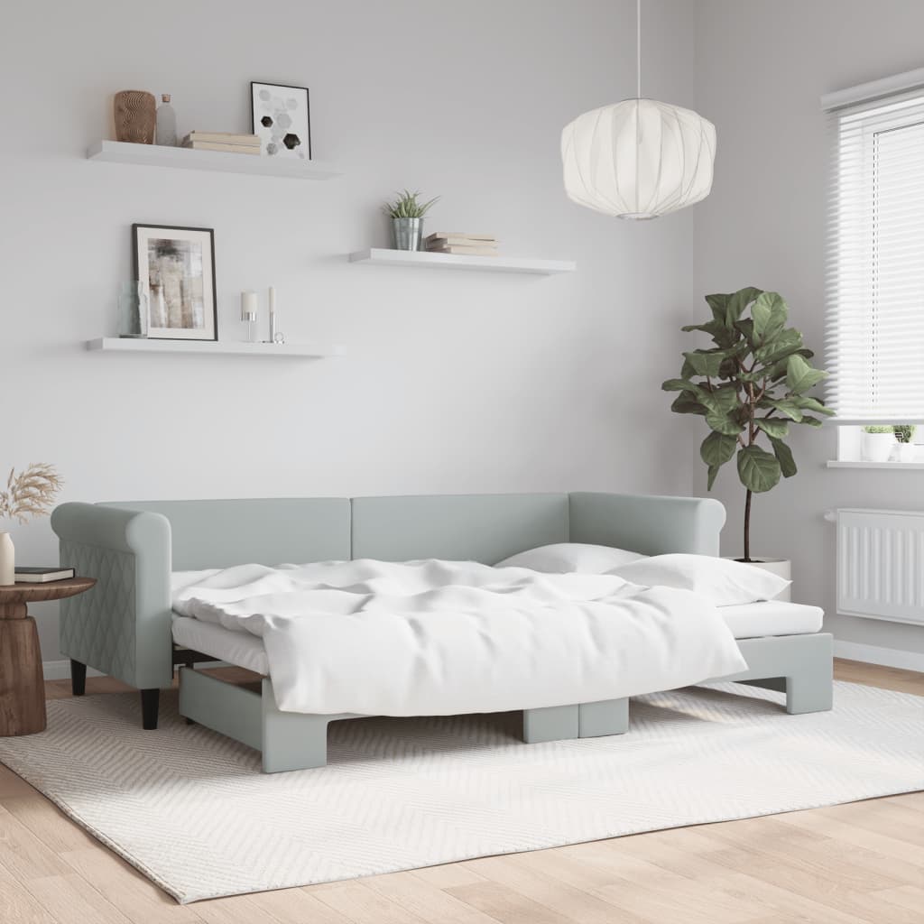 vidaXL Sofa rozsuwana, jasnoszara, 80x200 cm, aksamit