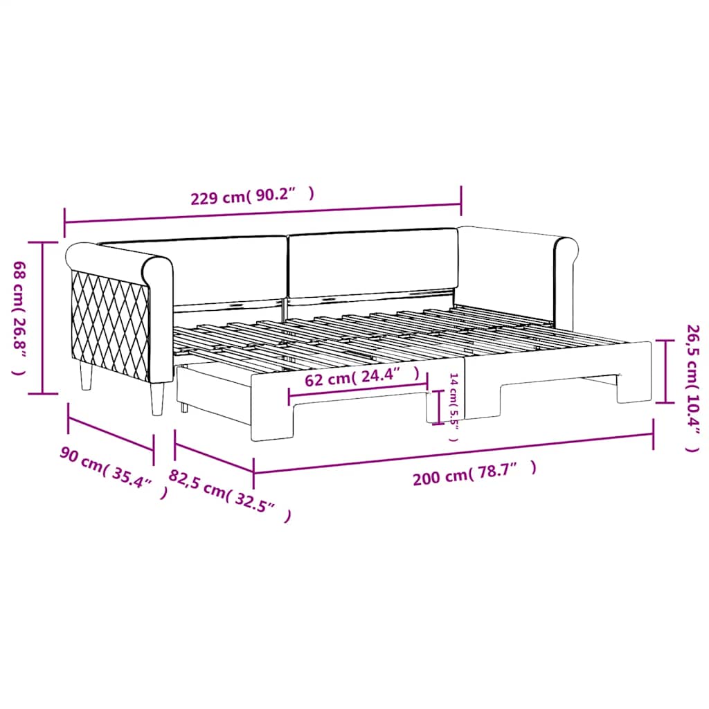 vidaXL Sofa rozsuwana, ciemnozielona, 80x200 cm, aksamit