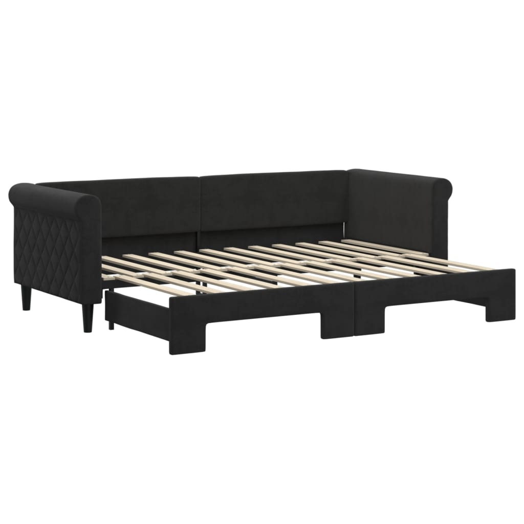 vidaXL Sofa rozsuwana, czarna, 80x200 cm, aksamit