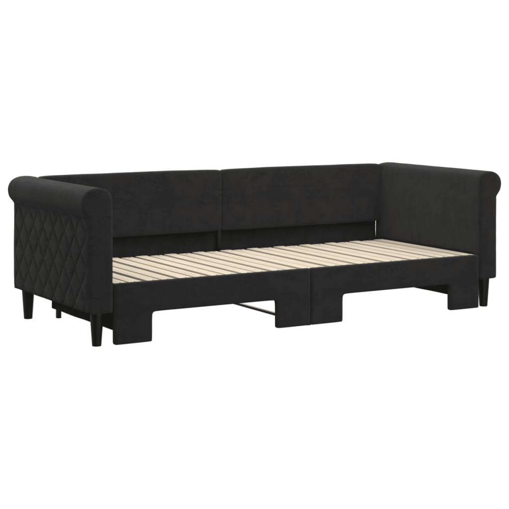 vidaXL Sofa rozsuwana, czarna, 80x200 cm, aksamit
