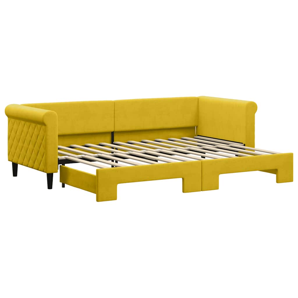 vidaXL Sofa rozsuwana, żółta, 80x200 cm, aksamit