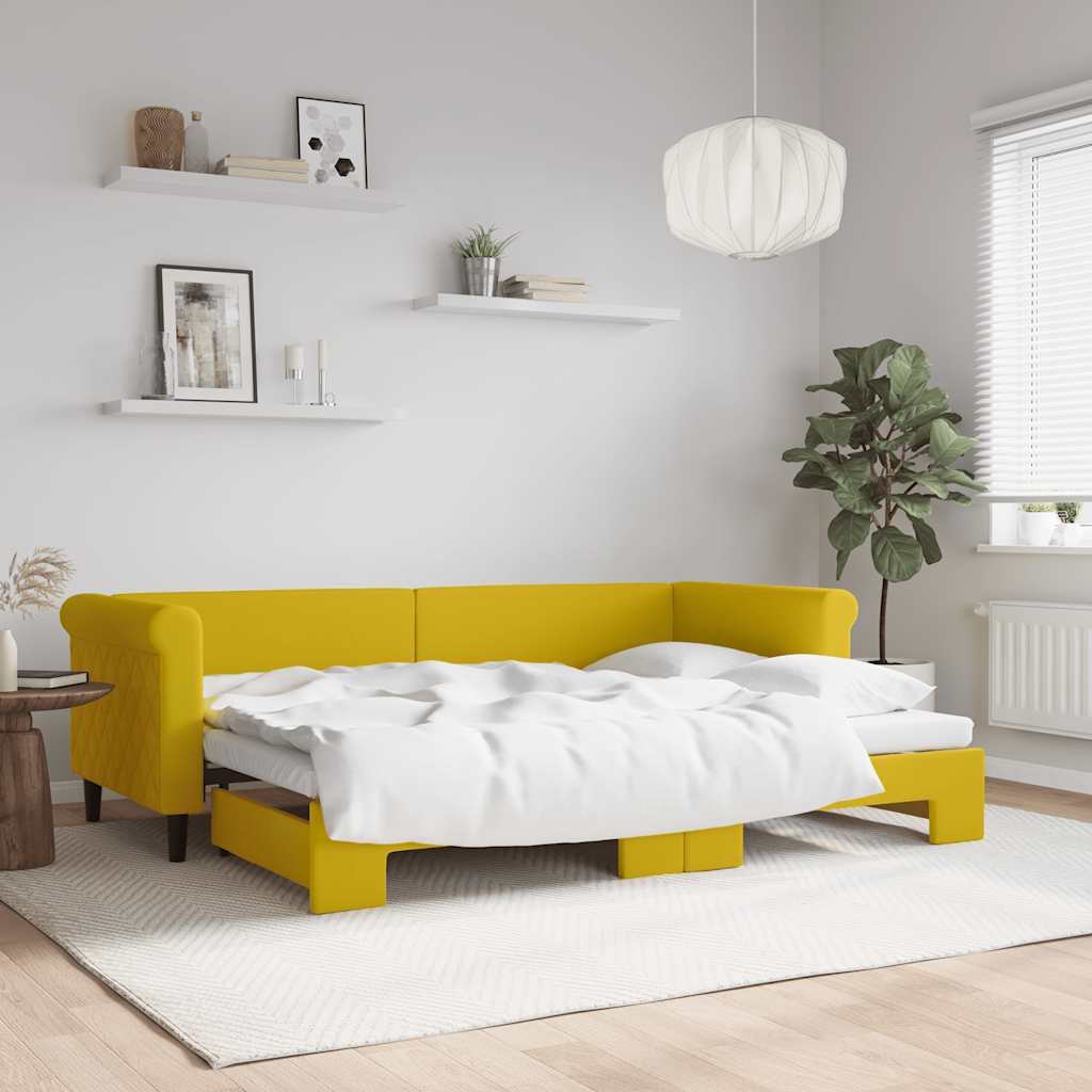 vidaXL Sofa rozsuwana, żółta, 80x200 cm, aksamit