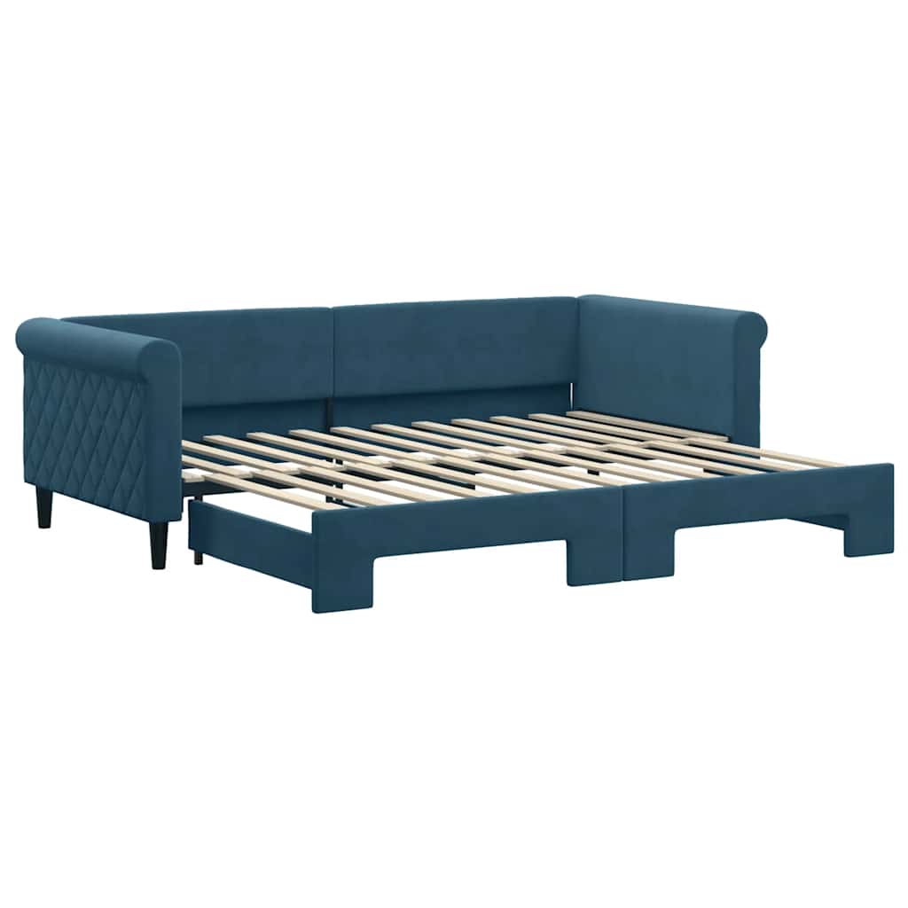 vidaXL Sofa rozsuwana, niebieska, 90x200 cm, aksamit