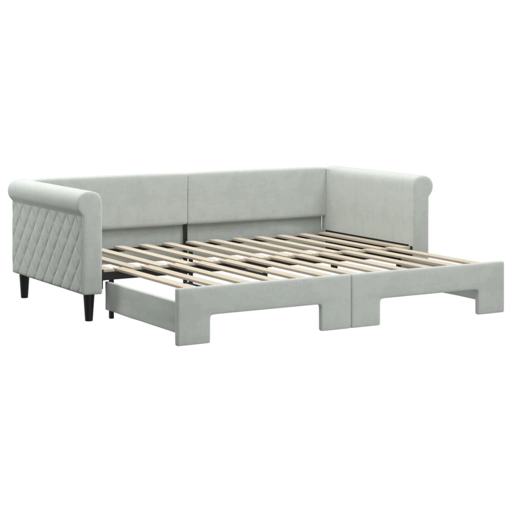 vidaXL Sofa rozsuwana, jasnoszara, 90x200 cm, aksamit