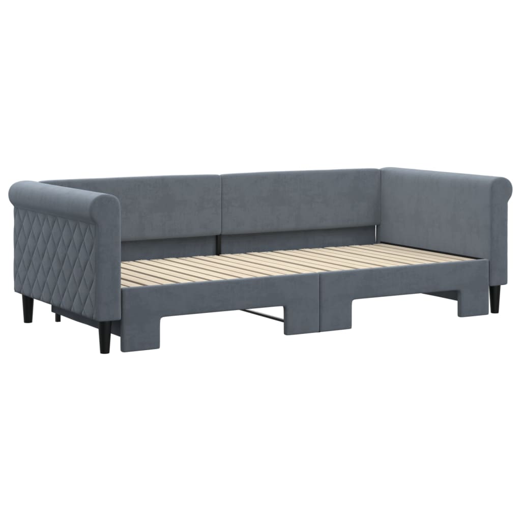 vidaXL Sofa rozsuwana, ciemnoszara, 90x200 cm, aksamit