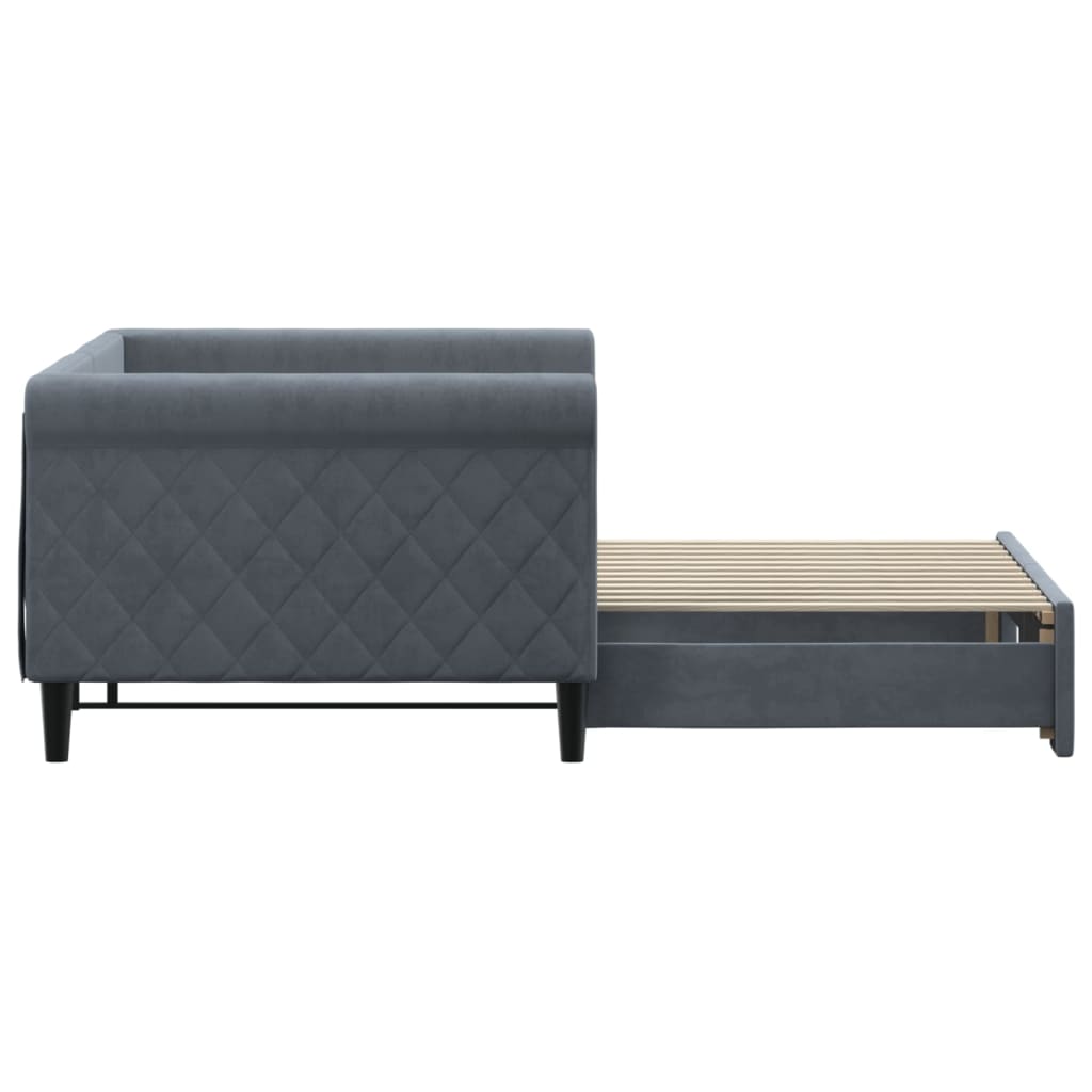 vidaXL Sofa rozsuwana, ciemnoszara, 90x200 cm, aksamit