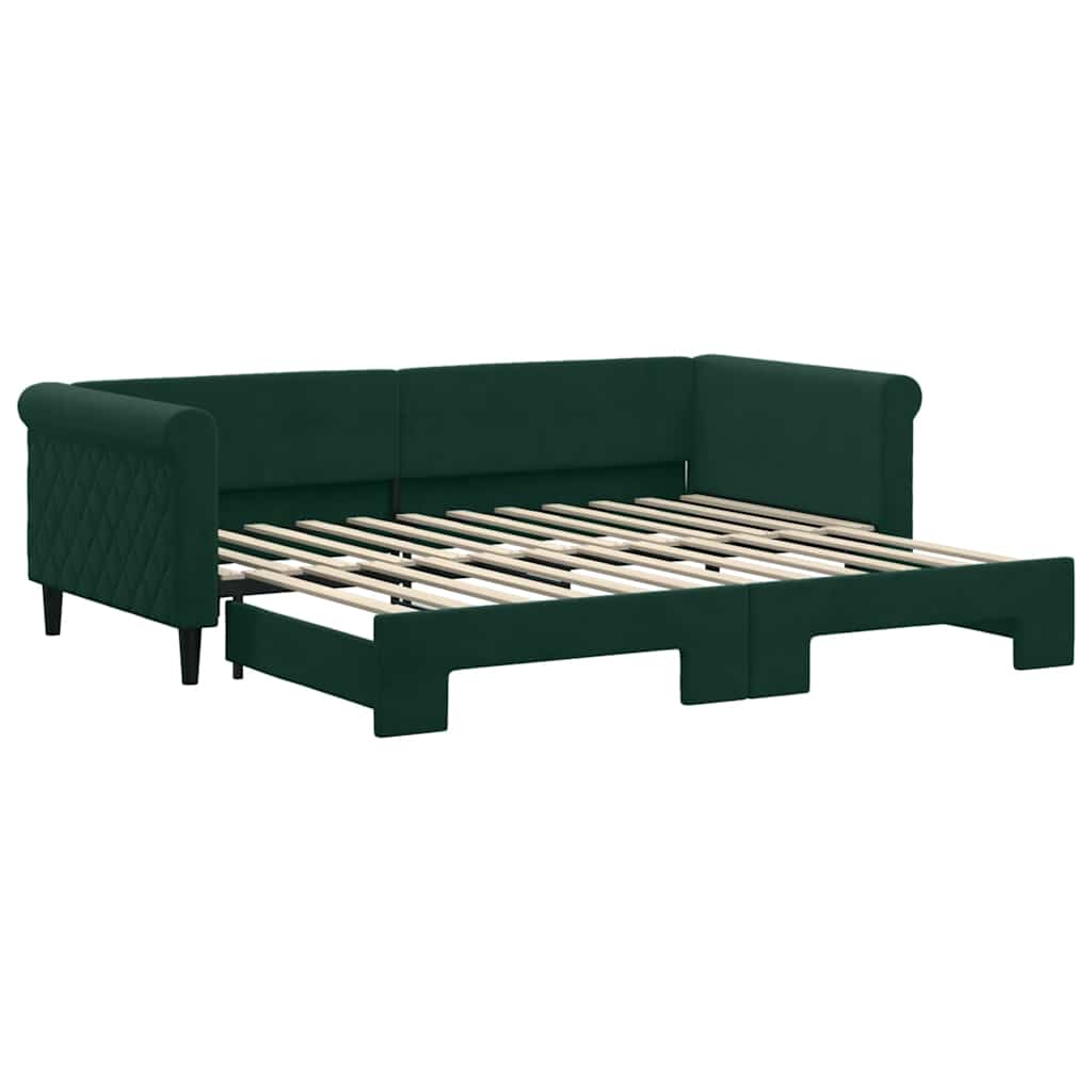 vidaXL Sofa rozsuwana, ciemnozielona, 90x200 cm, aksamit