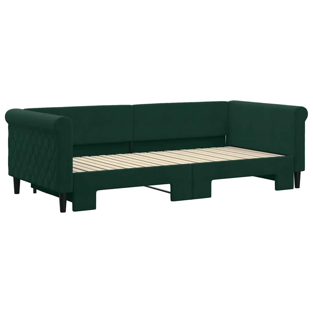 vidaXL Sofa rozsuwana, ciemnozielona, 90x200 cm, aksamit