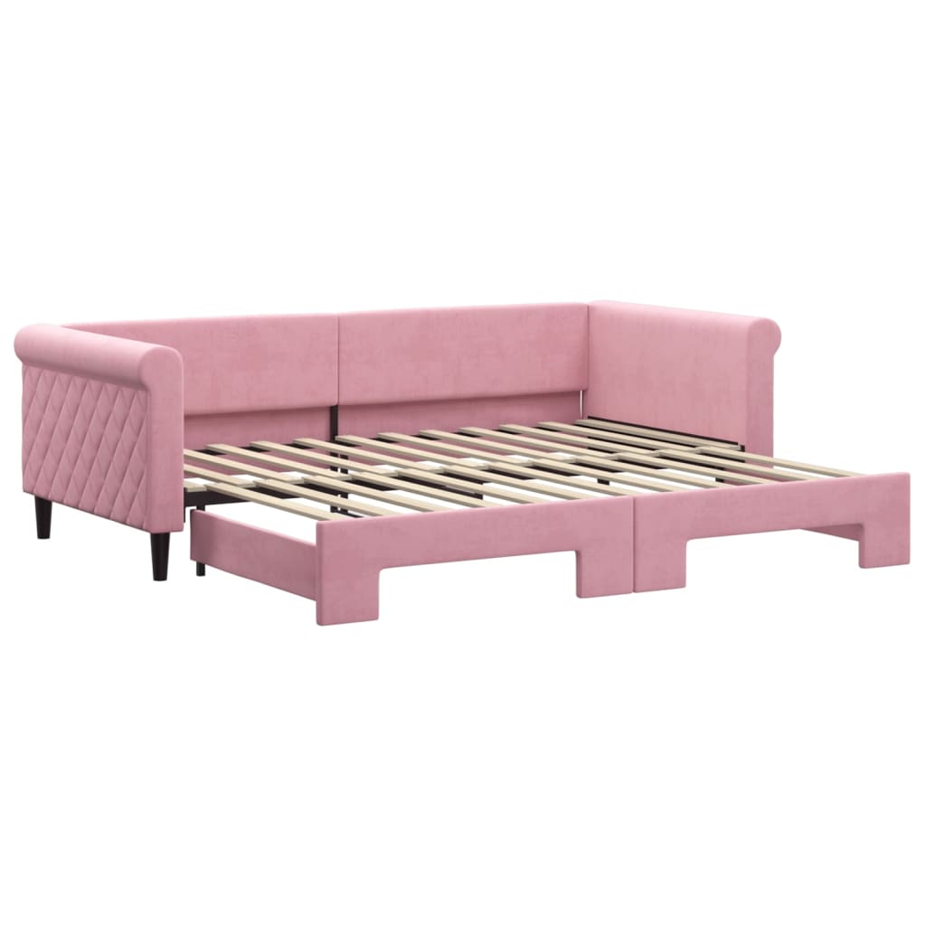 vidaXL Sofa rozsuwana, różowa, 90x200 cm, aksamit