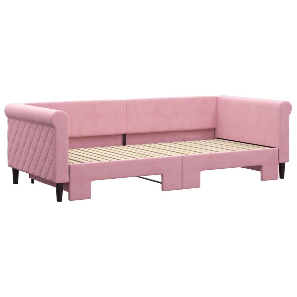vidaXL Sofa rozsuwana, różowa, 90x200 cm, aksamit