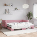 vidaXL Sofa rozsuwana, różowa, 90x200 cm, aksamit