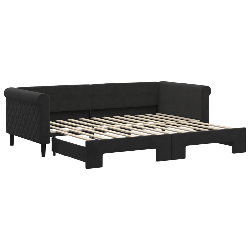 vidaXL Sofa rozsuwana, czarna, 90x200 cm, aksamit