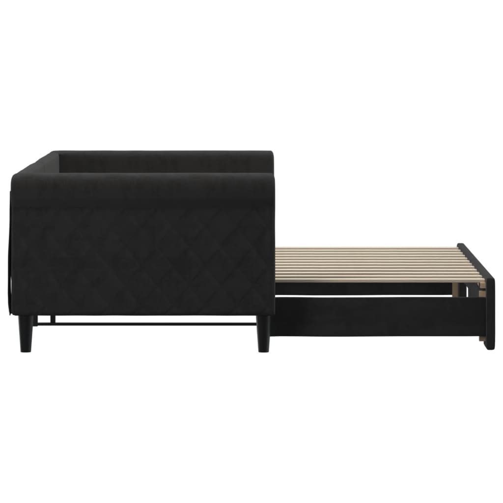 vidaXL Sofa rozsuwana, czarna, 90x200 cm, aksamit