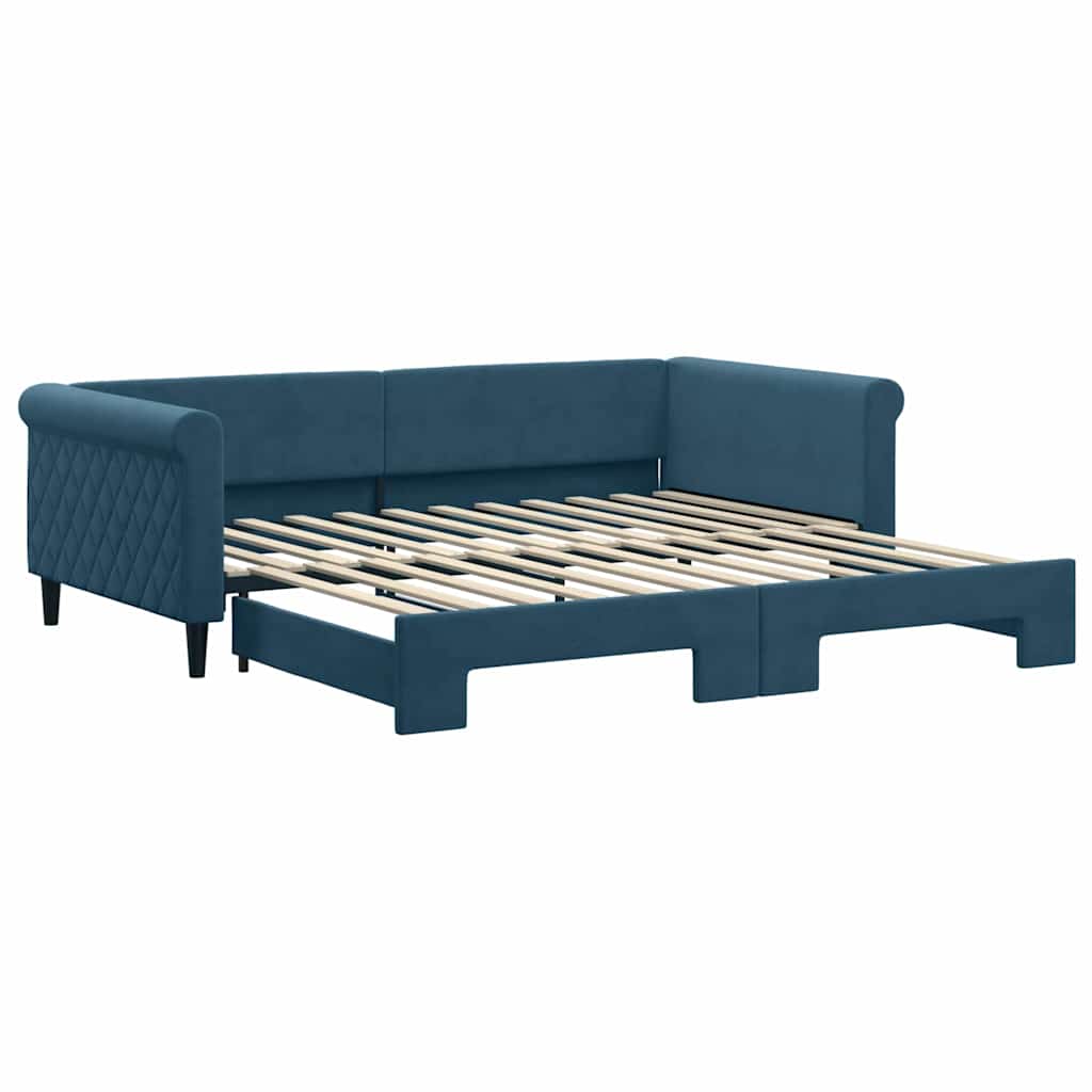 vidaXL Sofa rozsuwana, niebieska, 100x200 cm, aksamit