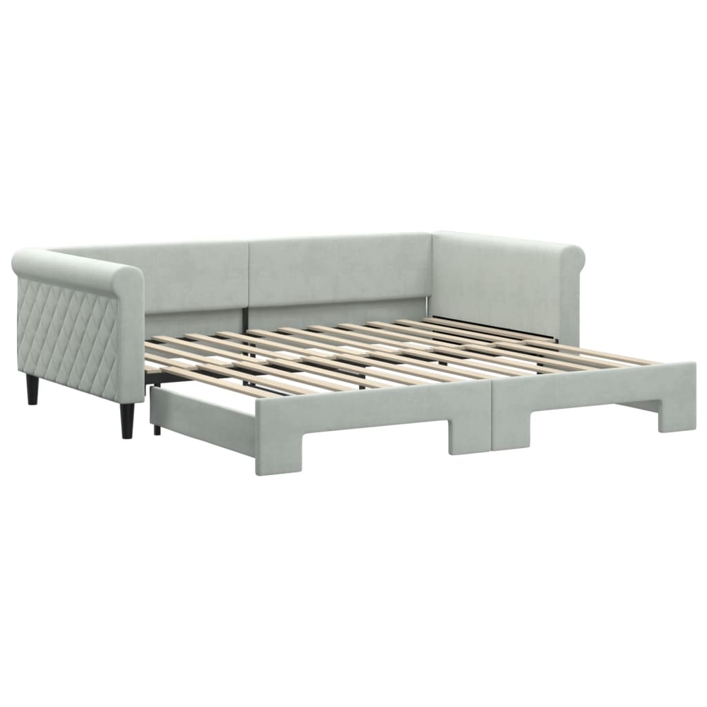 vidaXL Sofa rozsuwana, jasnoszara, 100x200 cm, aksamit