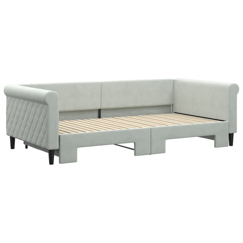 vidaXL Sofa rozsuwana, jasnoszara, 100x200 cm, aksamit