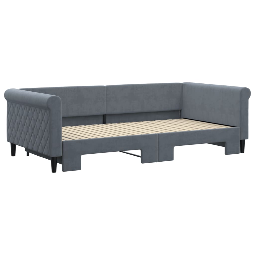 vidaXL Sofa rozsuwana, ciemnoszara, 100x200 cm, aksamit