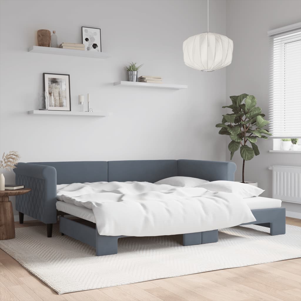 vidaXL Sofa rozsuwana, ciemnoszara, 100x200 cm, aksamit