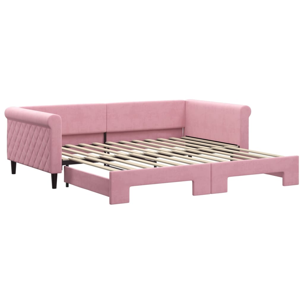 vidaXL Sofa rozsuwana, różowa, 100x200 cm, aksamit