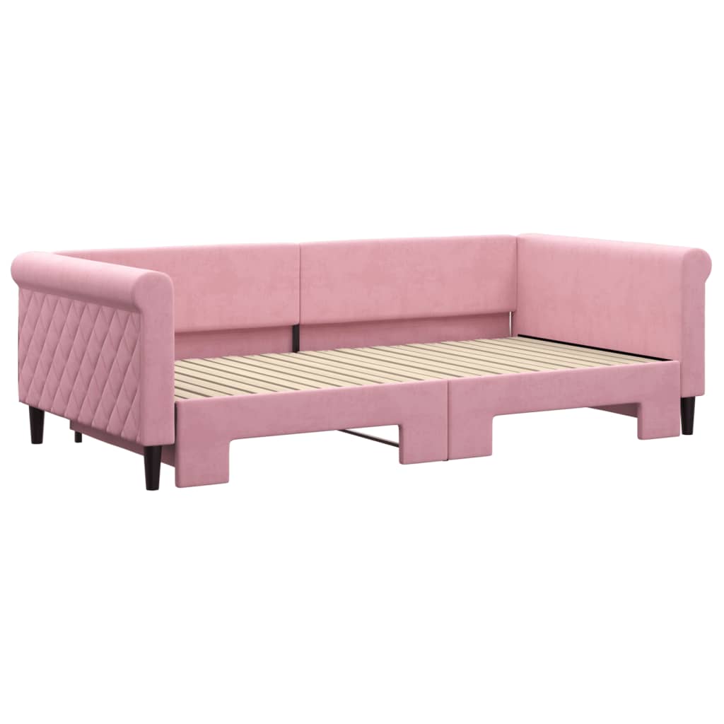 vidaXL Sofa rozsuwana, różowa, 100x200 cm, aksamit