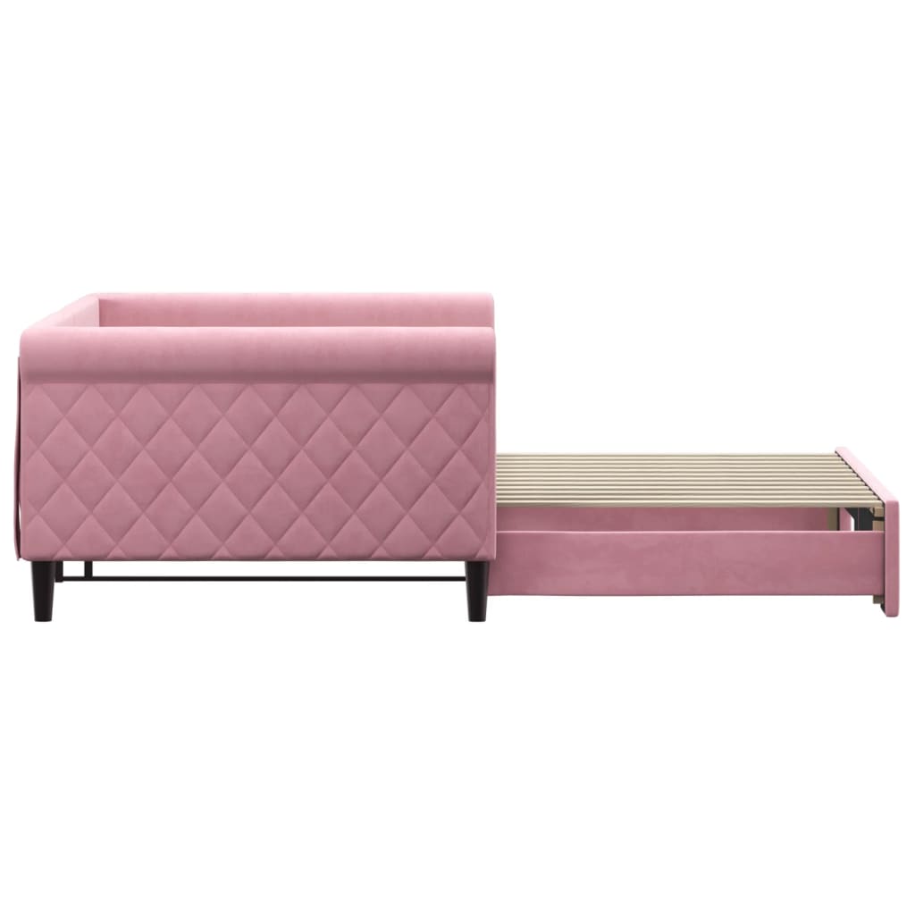 vidaXL Sofa rozsuwana, różowa, 100x200 cm, aksamit
