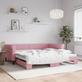 vidaXL Sofa rozsuwana, różowa, 100x200 cm, aksamit