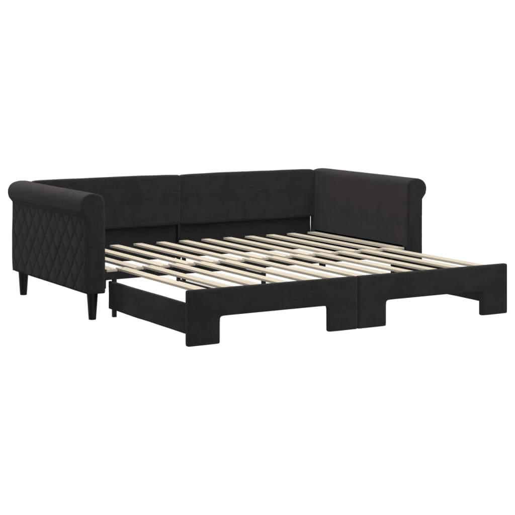 vidaXL Sofa rozsuwana, czarna, 100x200 cm, aksamit