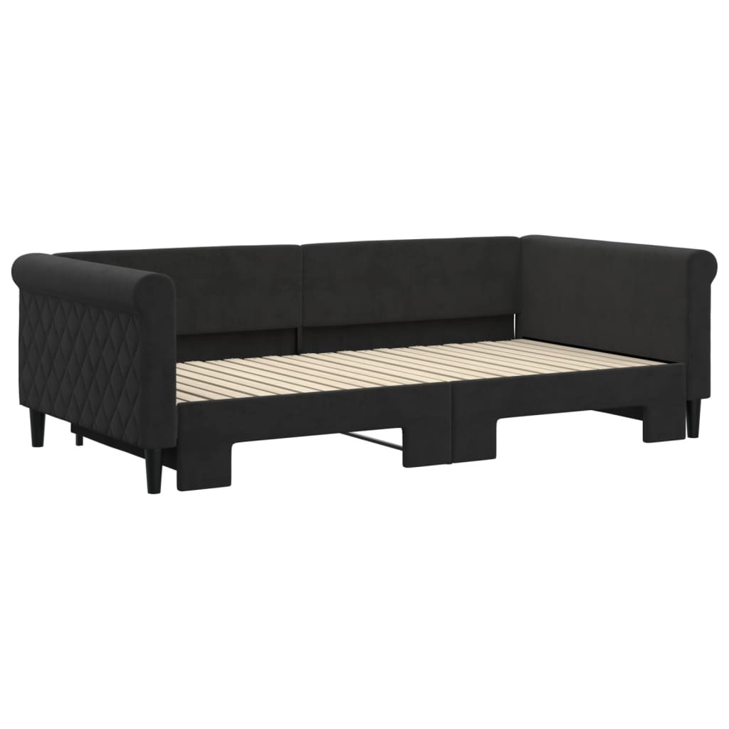 vidaXL Sofa rozsuwana, czarna, 100x200 cm, aksamit