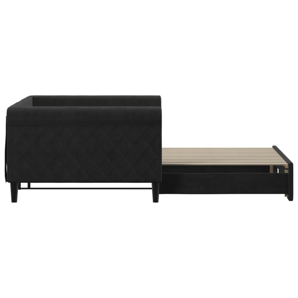 vidaXL Sofa rozsuwana, czarna, 100x200 cm, aksamit