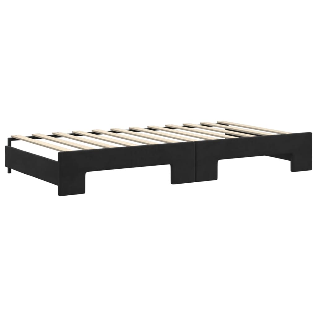 vidaXL Sofa rozsuwana, czarna, 100x200 cm, aksamit