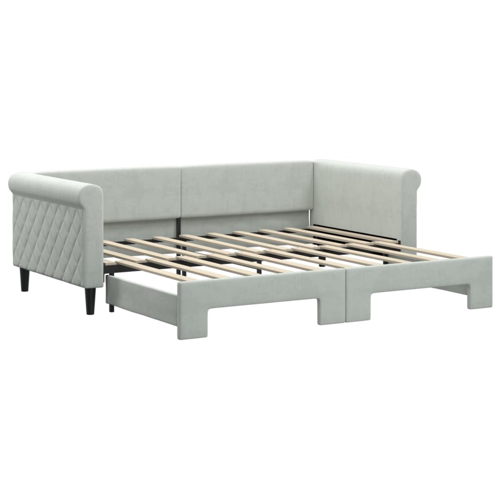 vidaXL Sofa rozsuwana, jasnoszara, 90x190 cm, aksamit
