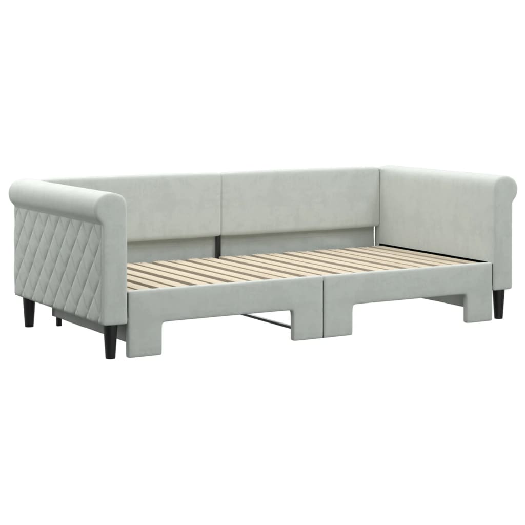vidaXL Sofa rozsuwana, jasnoszara, 90x190 cm, aksamit
