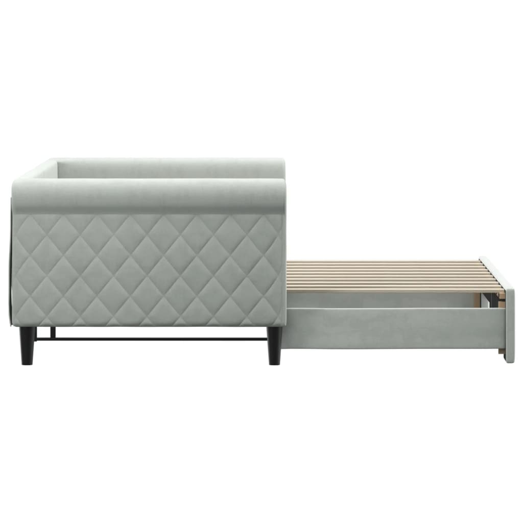 vidaXL Sofa rozsuwana, jasnoszara, 90x190 cm, aksamit