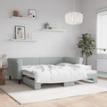 vidaXL Sofa rozsuwana, jasnoszara, 90x190 cm, aksamit