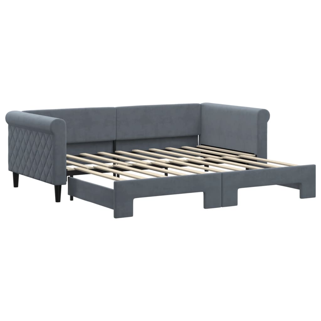 vidaXL Sofa rozsuwana, ciemnoszara, 90x190 cm, aksamit