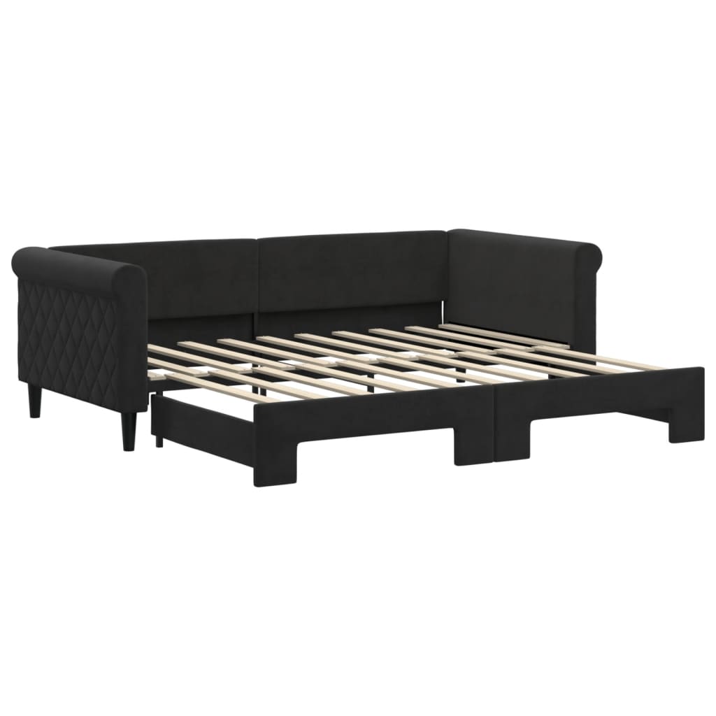 vidaXL Sofa rozsuwana, czarna, 90x190 cm, aksamit