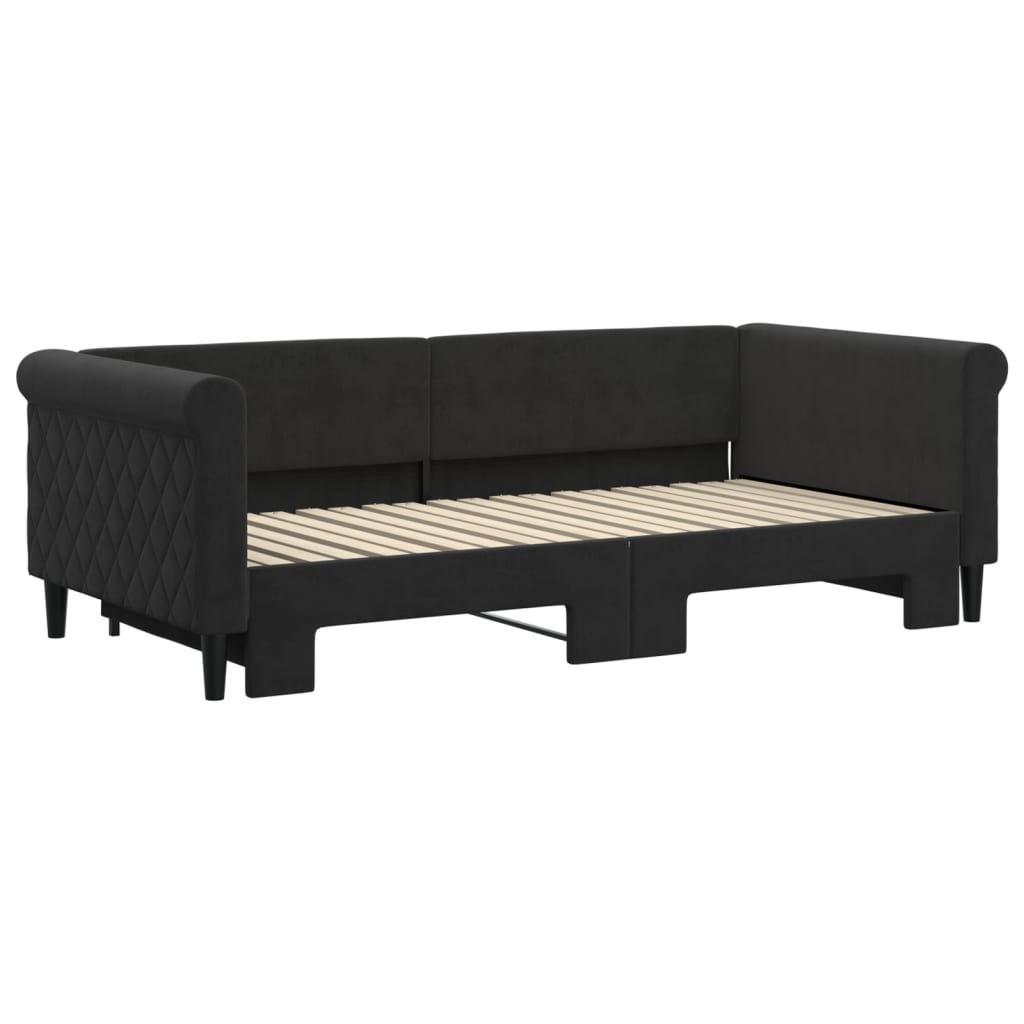 vidaXL Sofa rozsuwana, czarna, 90x190 cm, aksamit