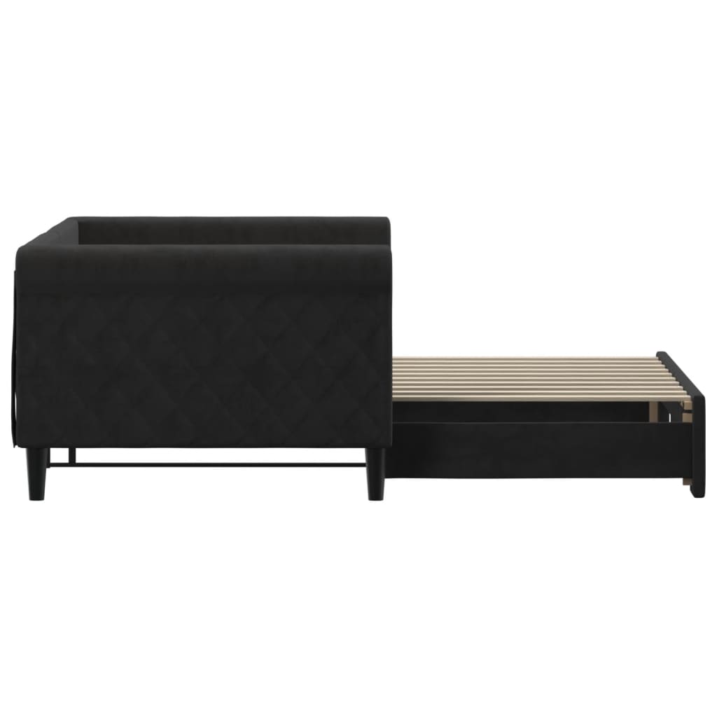 vidaXL Sofa rozsuwana, czarna, 90x190 cm, aksamit