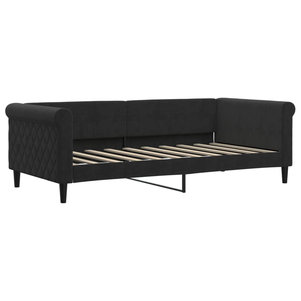 vidaXL Sofa rozsuwana, czarna, 90x190 cm, aksamit