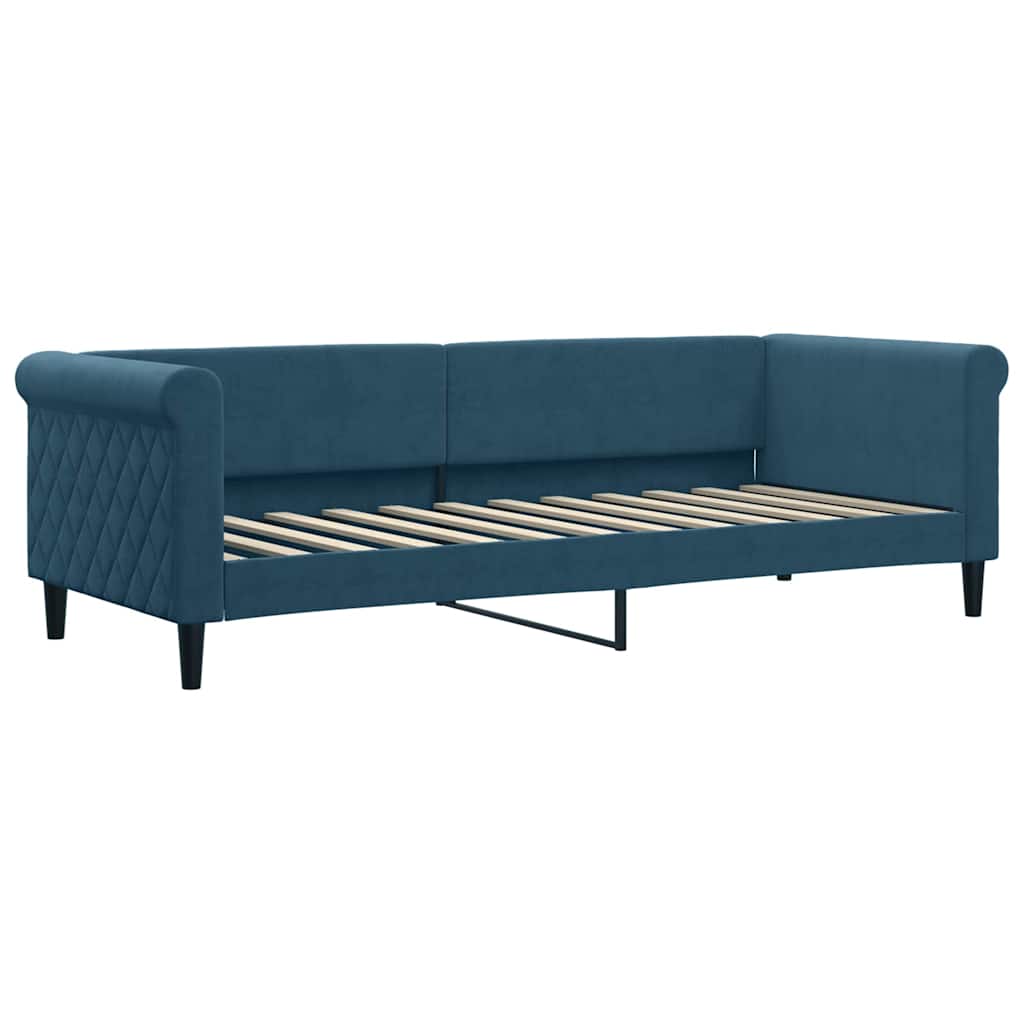 vidaXL Sofa rozsuwana z materacami, niebieska, 80x200 cm, aksamit