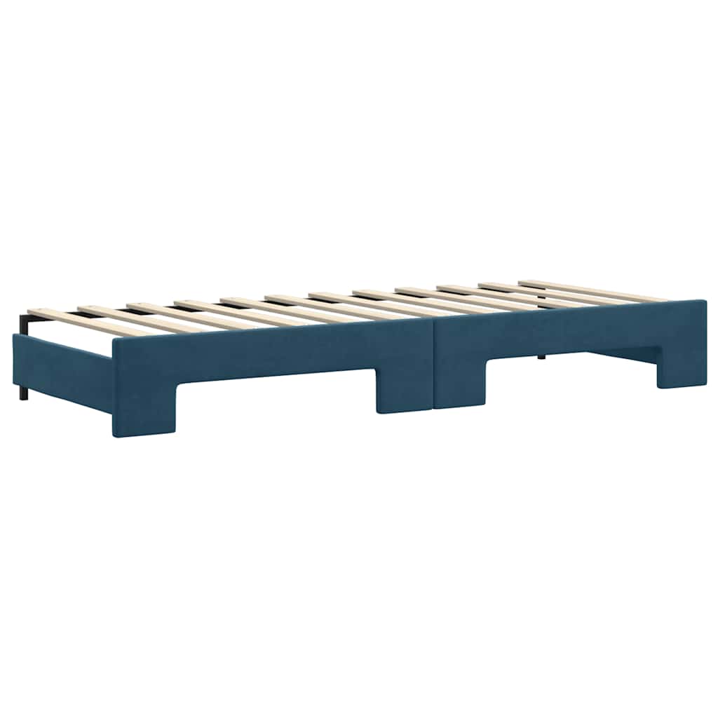 vidaXL Sofa rozsuwana z materacami, niebieska, 80x200 cm, aksamit