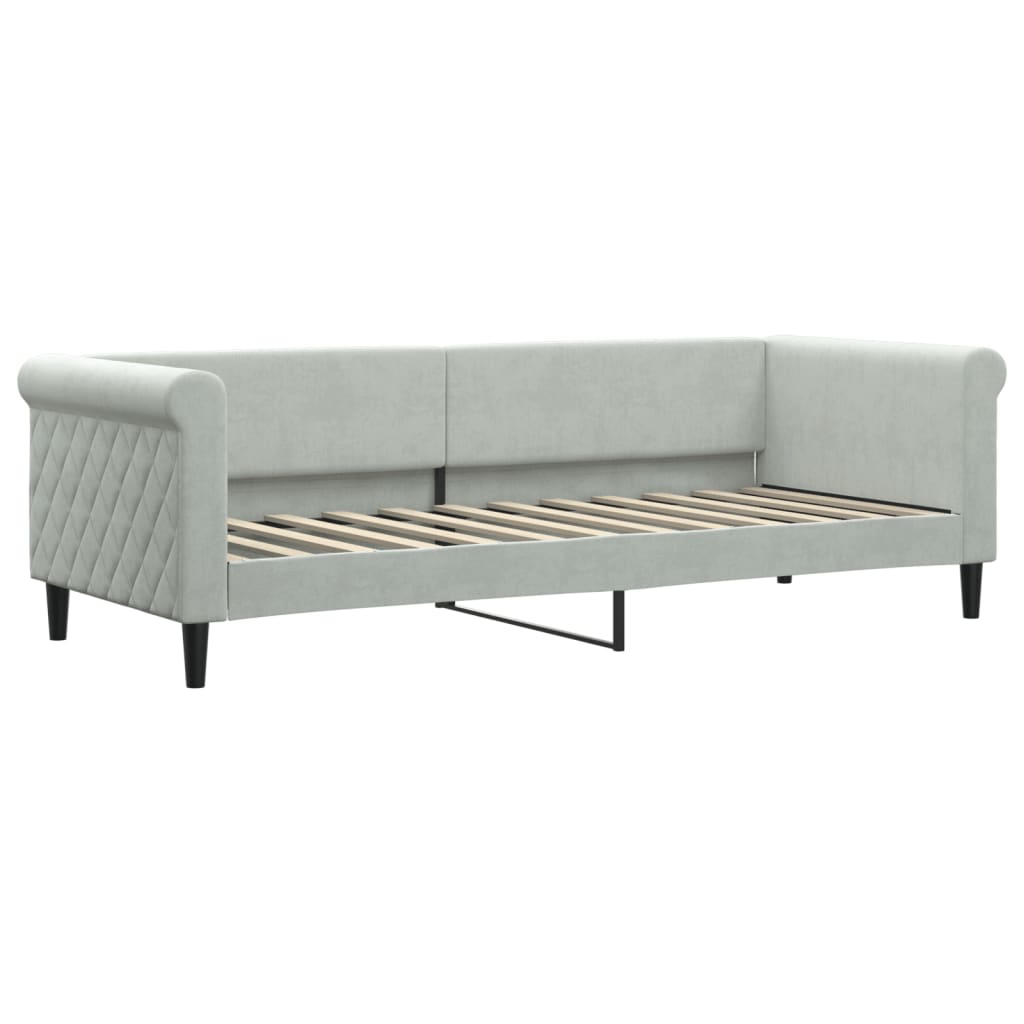 vidaXL Sofa rozsuwana z materacami, jasnoszara, 80x200 cm, aksamit