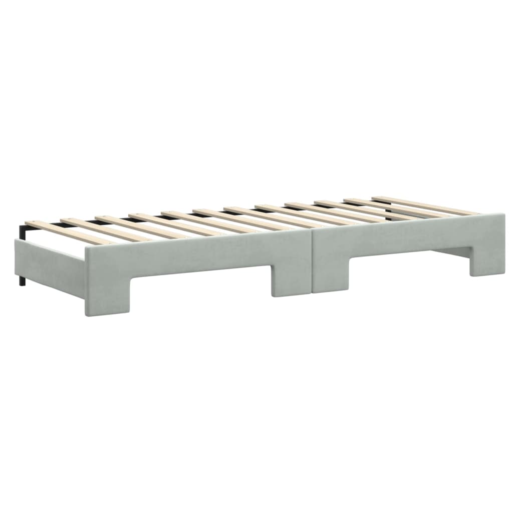 vidaXL Sofa rozsuwana z materacami, jasnoszara, 80x200 cm, aksamit