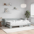 vidaXL Sofa rozsuwana z materacami, jasnoszara, 80x200 cm, aksamit