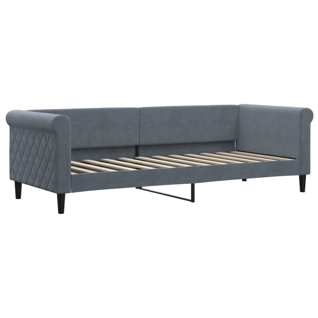 vidaXL Sofa rozsuwana z materacami, ciemnoszara, 80x200 cm, aksamit