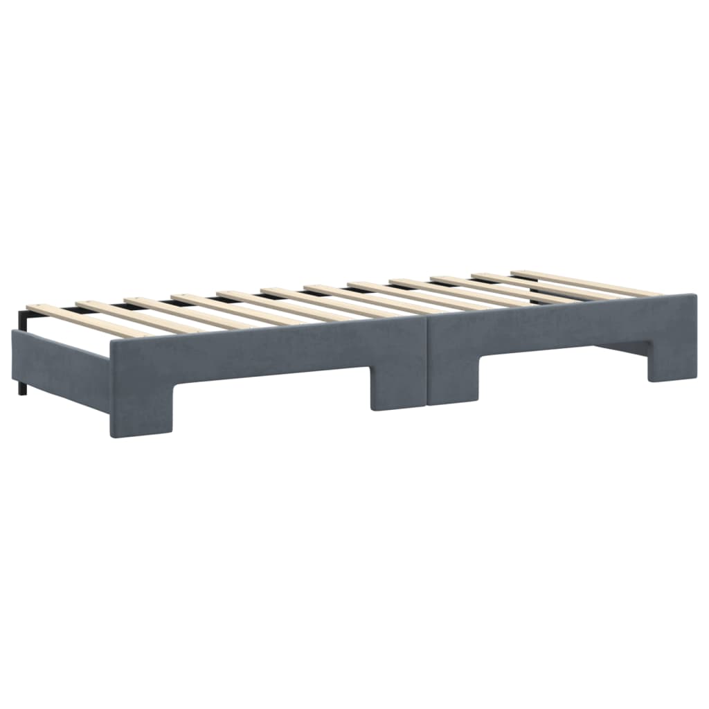 vidaXL Sofa rozsuwana z materacami, ciemnoszara, 80x200 cm, aksamit