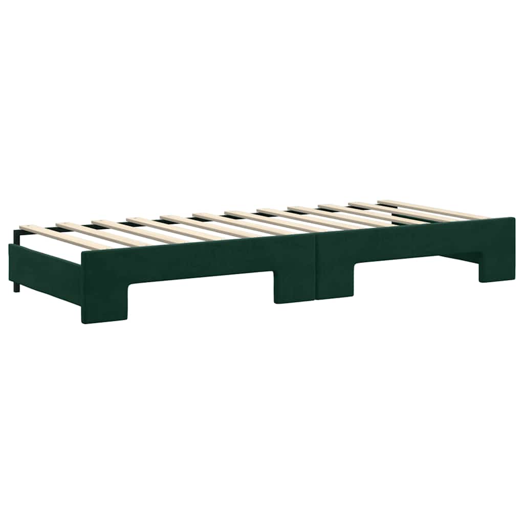 vidaXL Sofa rozsuwana z materacami, ciemnozielona, 80x200 cm, aksamit