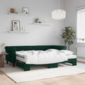vidaXL Sofa rozsuwana z materacami, ciemnozielona, 80x200 cm, aksamit