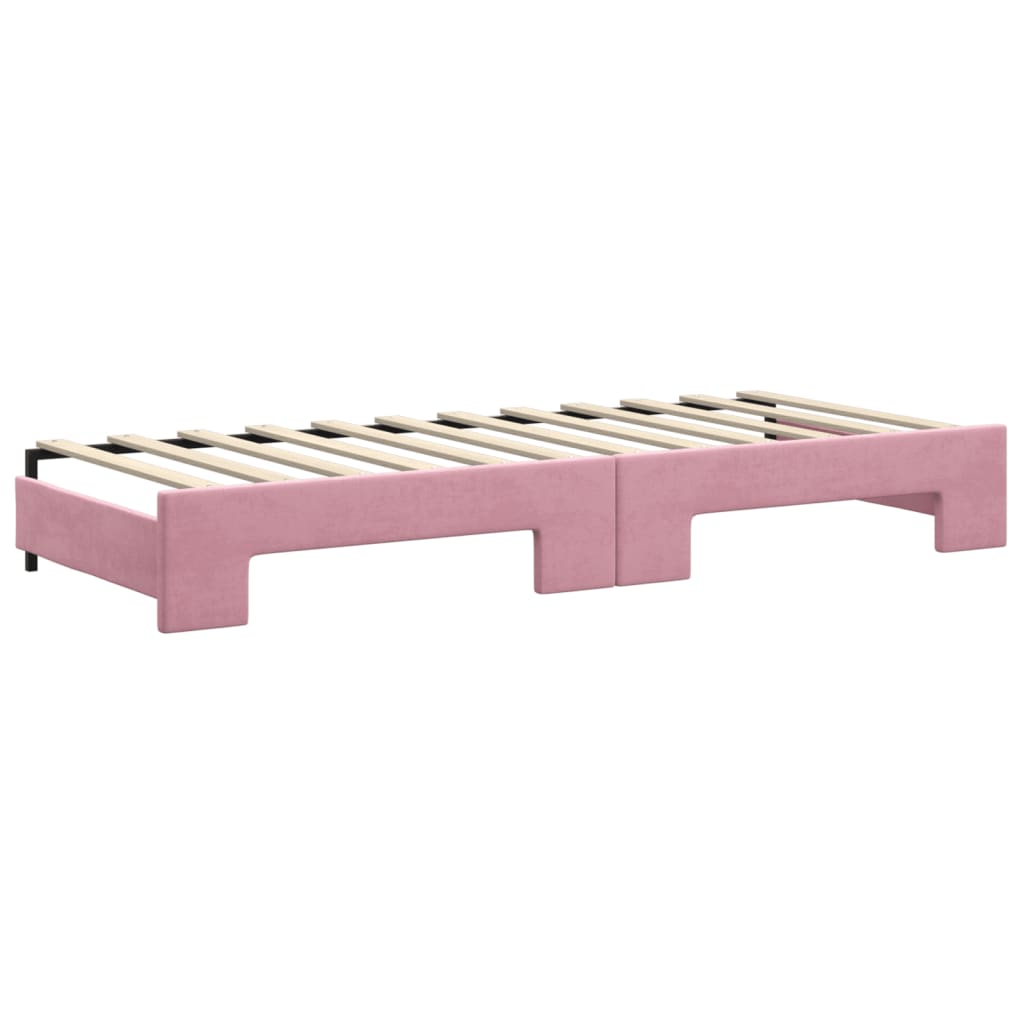 vidaXL Sofa rozsuwana z materacami, różowa, 80x200 cm, aksamit